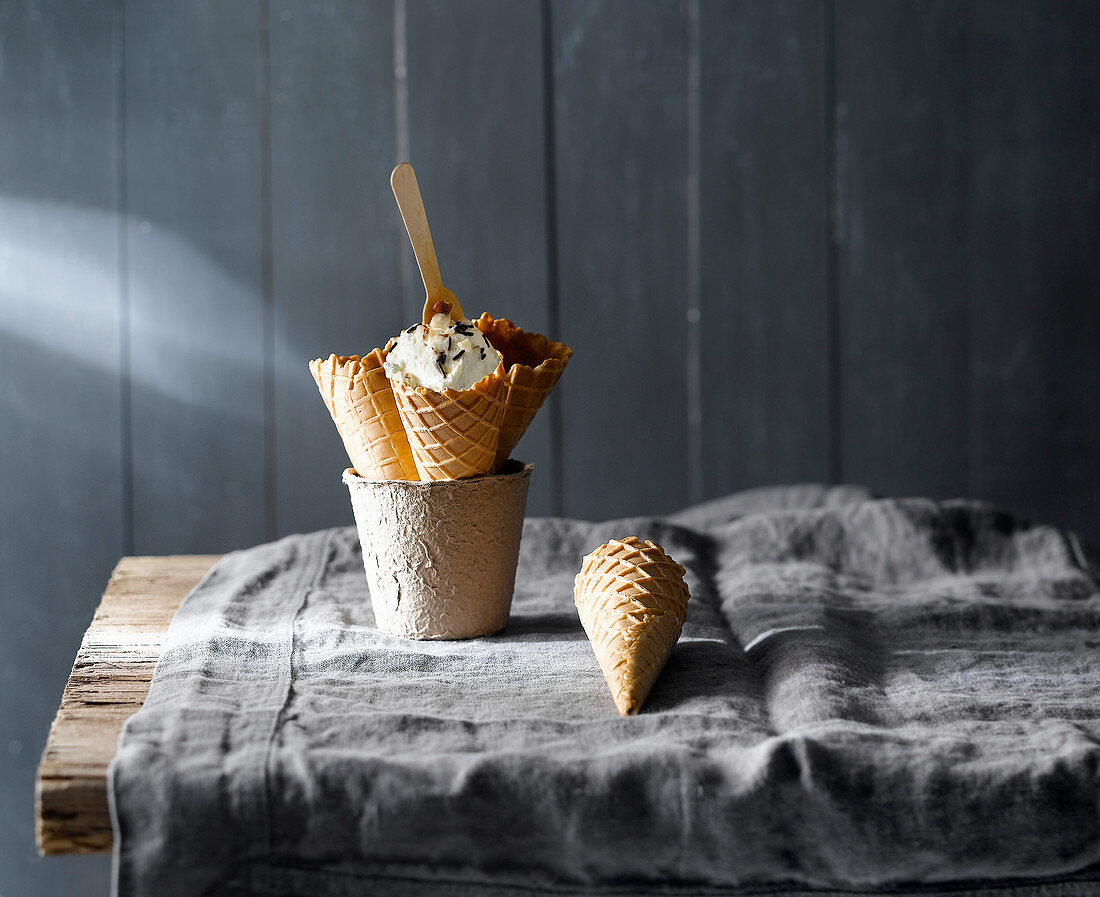 Beautiful composition of ice-cream cones