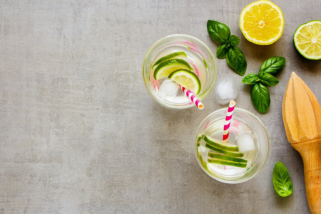 Healthy homemade lemonade in glasses