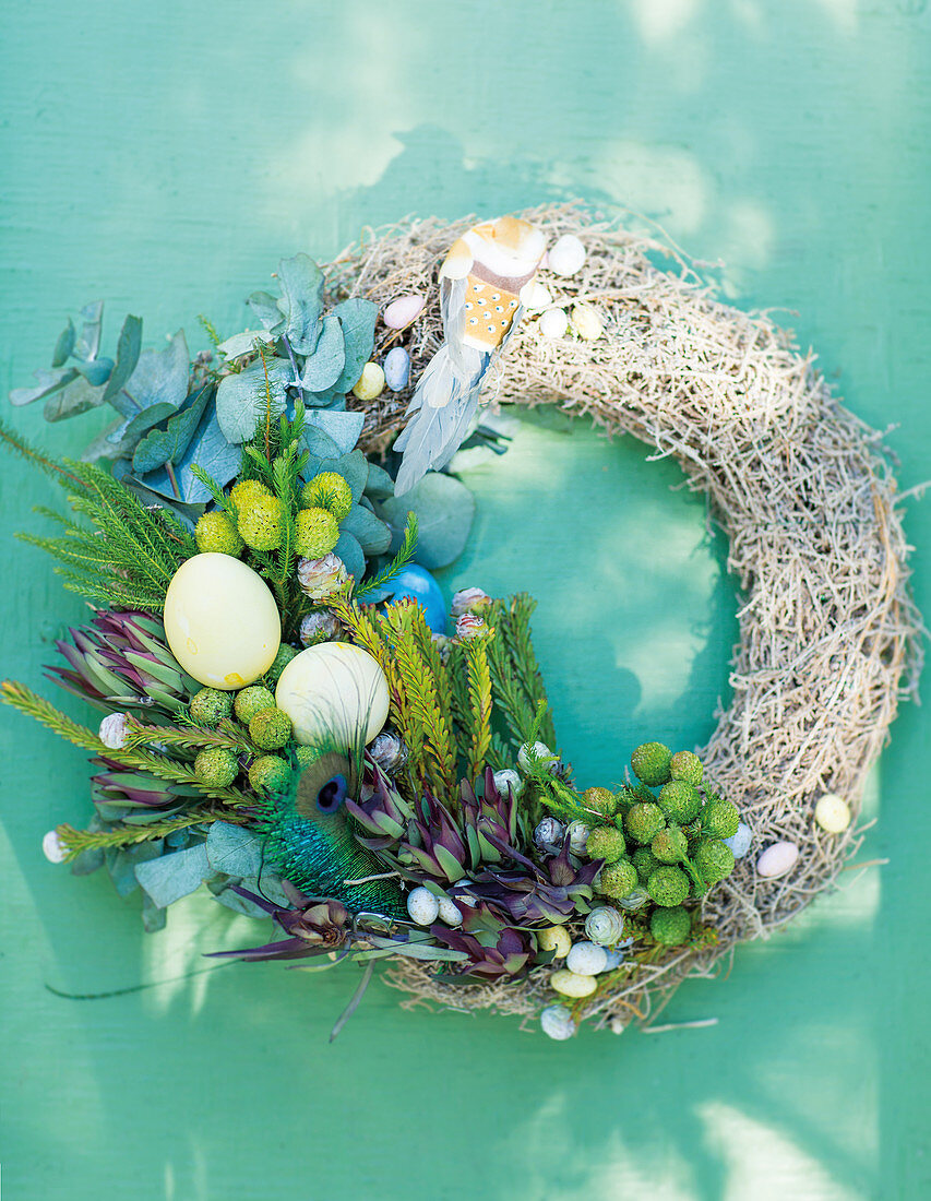 A decorative Easter wreath