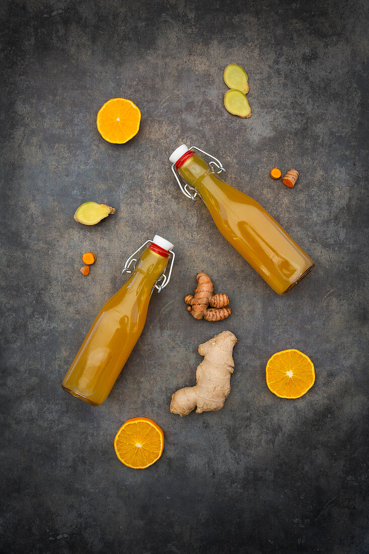 Ginger shots with turmeric and orange