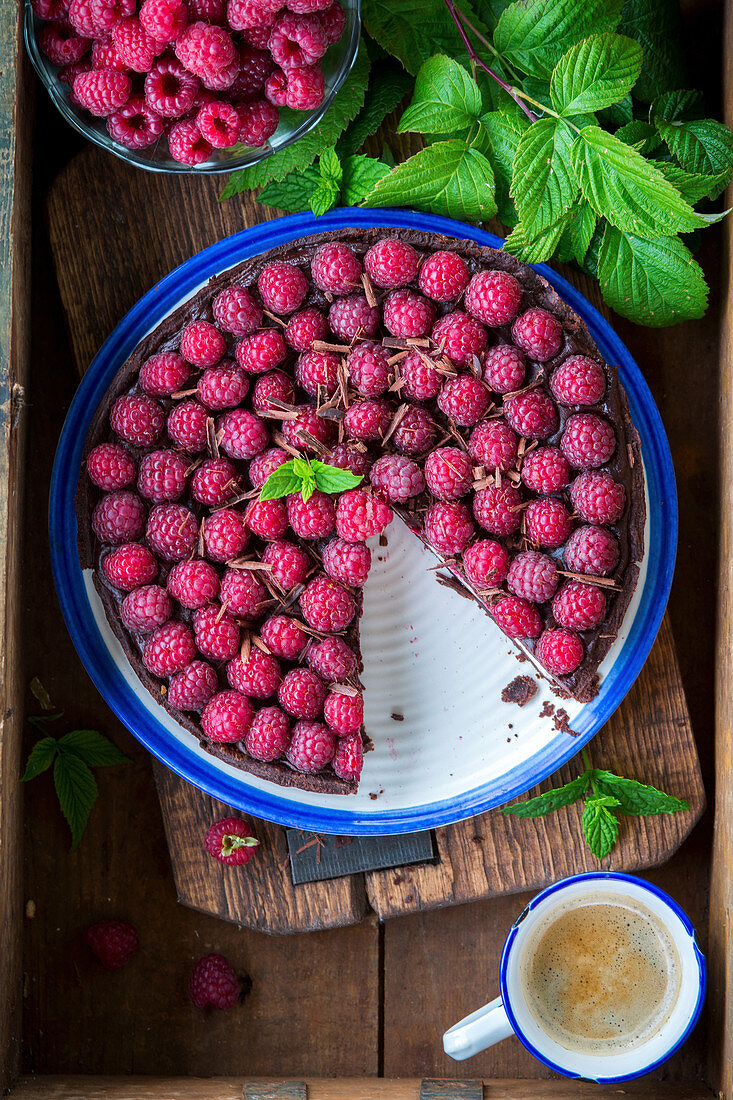 Schokoladenpie mit Himbeer-Ricotta-Füllung