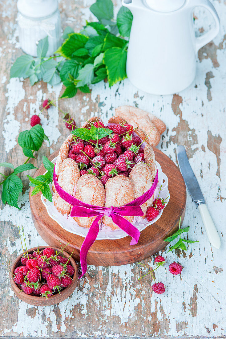 Raspberry sharlotte cake