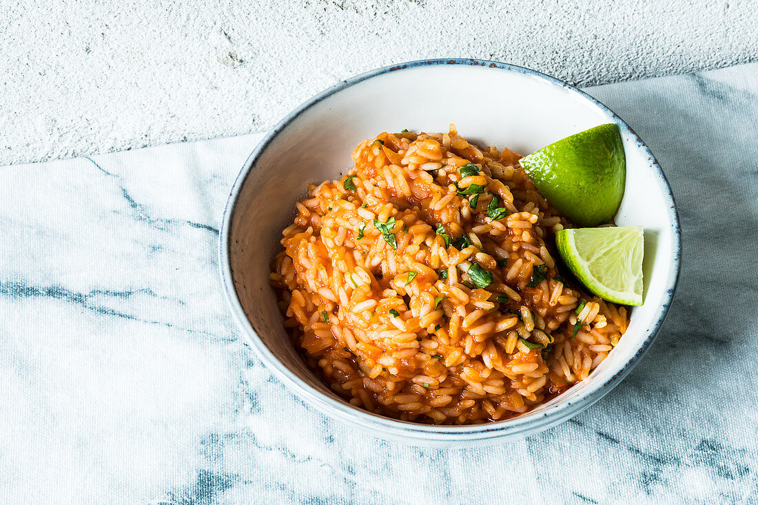 Mexican rice with tomatoes and coriander