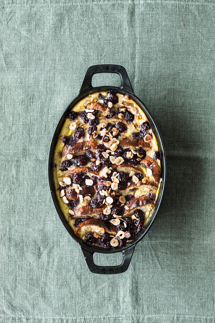 Ofenschlupfer (baked layered dessert) with cherries