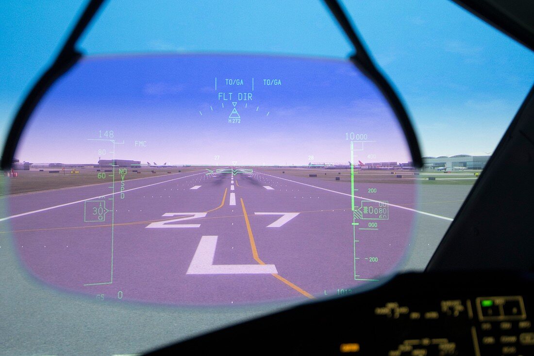 View through airliner heads-up display