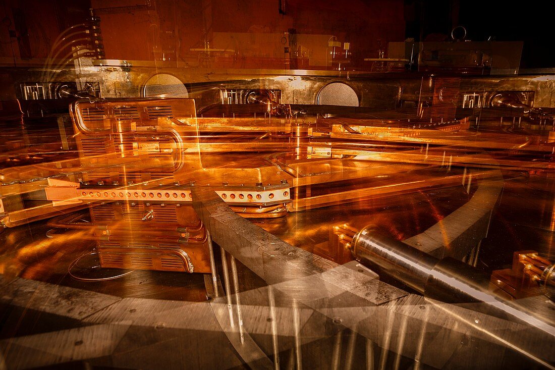 Cyclotron particle accelerator, abstract image