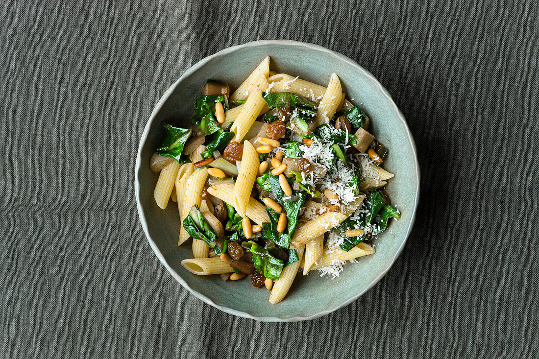 Penne with Sicilian chard sauce