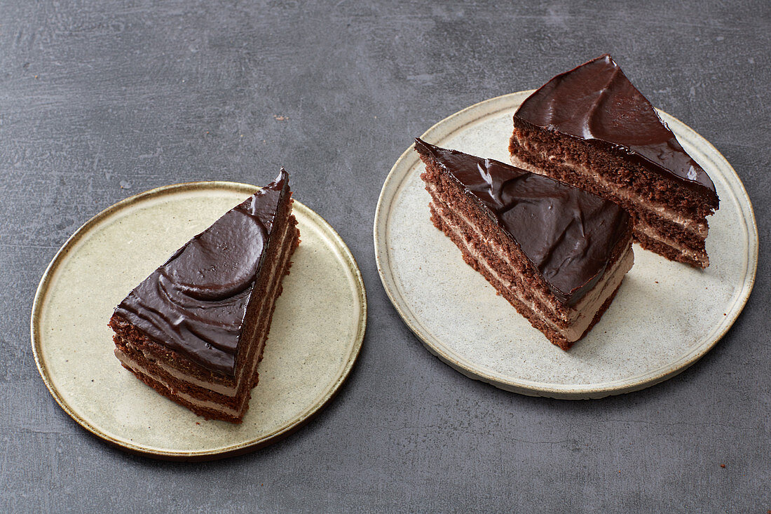 An oil-sponge chocolate cake