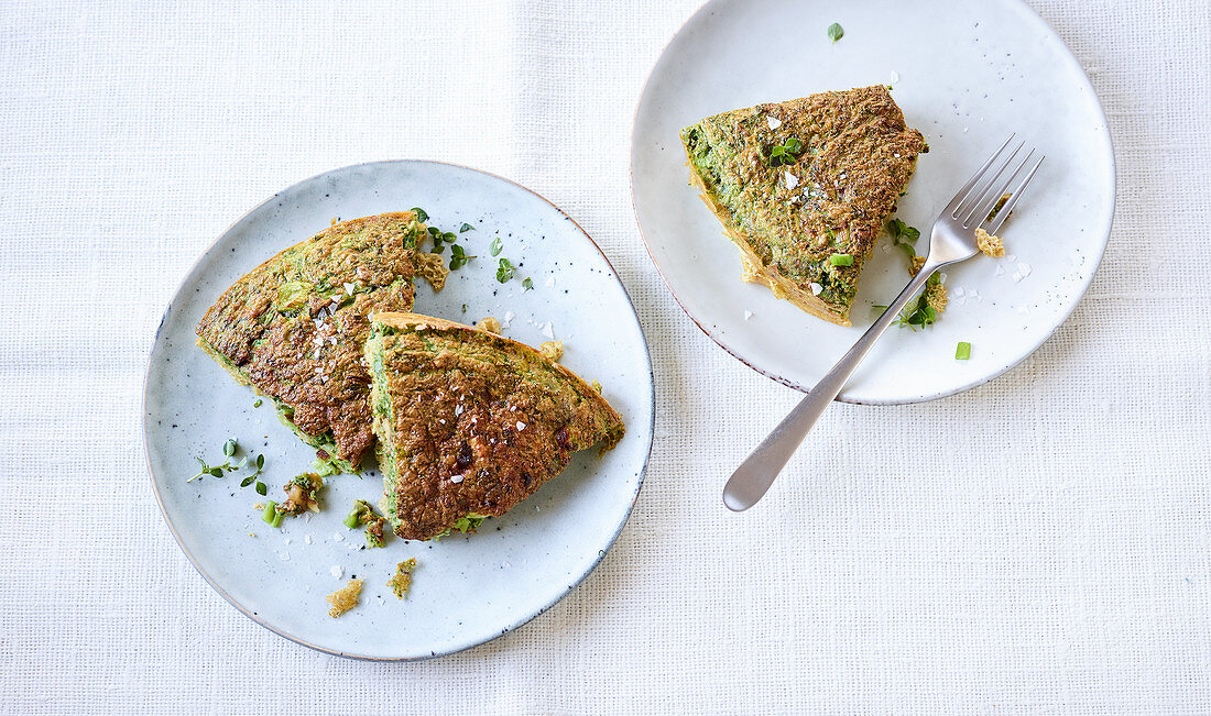 Herb frittata made in a hot-air fryer