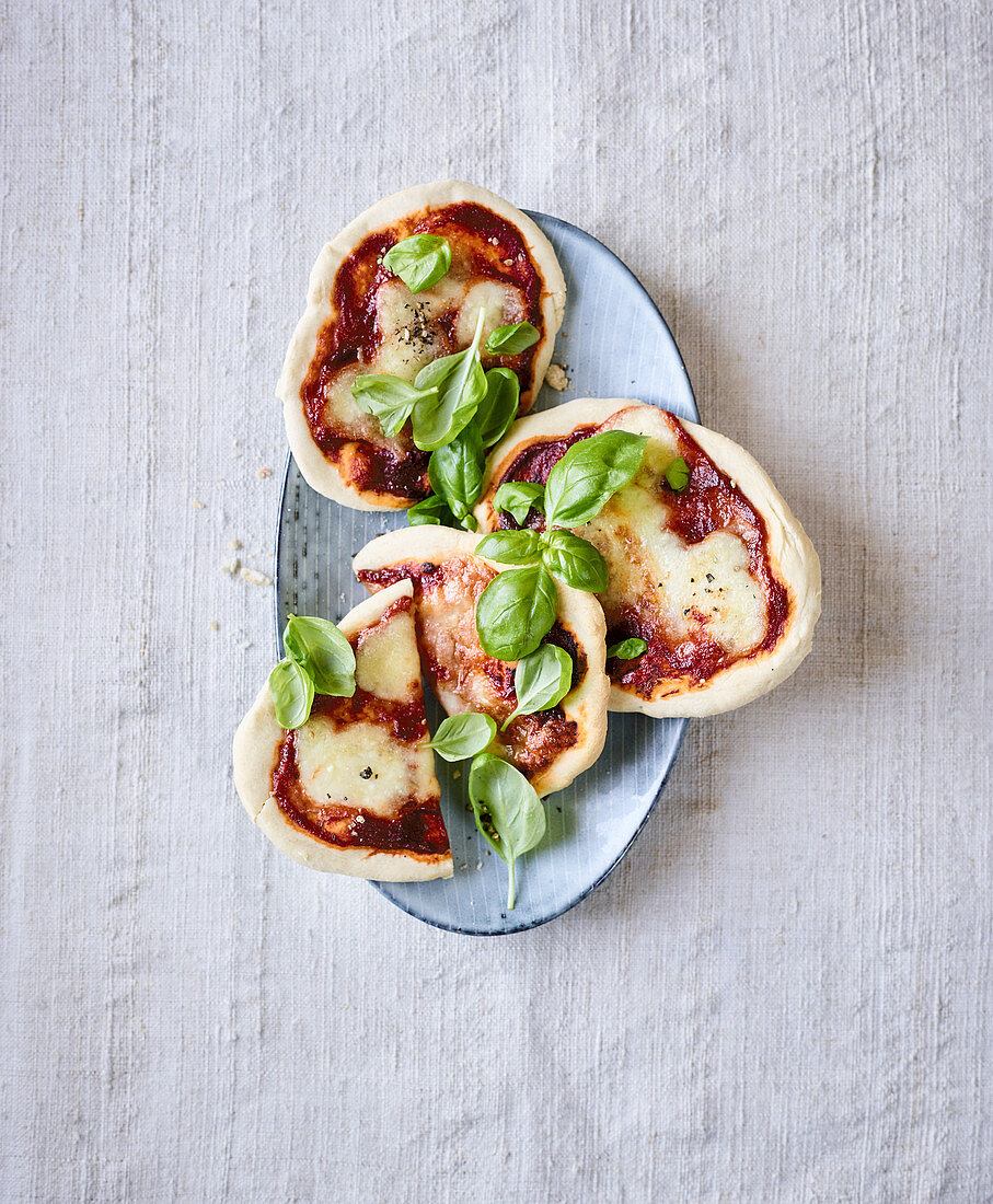 Mini margherita pizzas made in a hot-air fryer