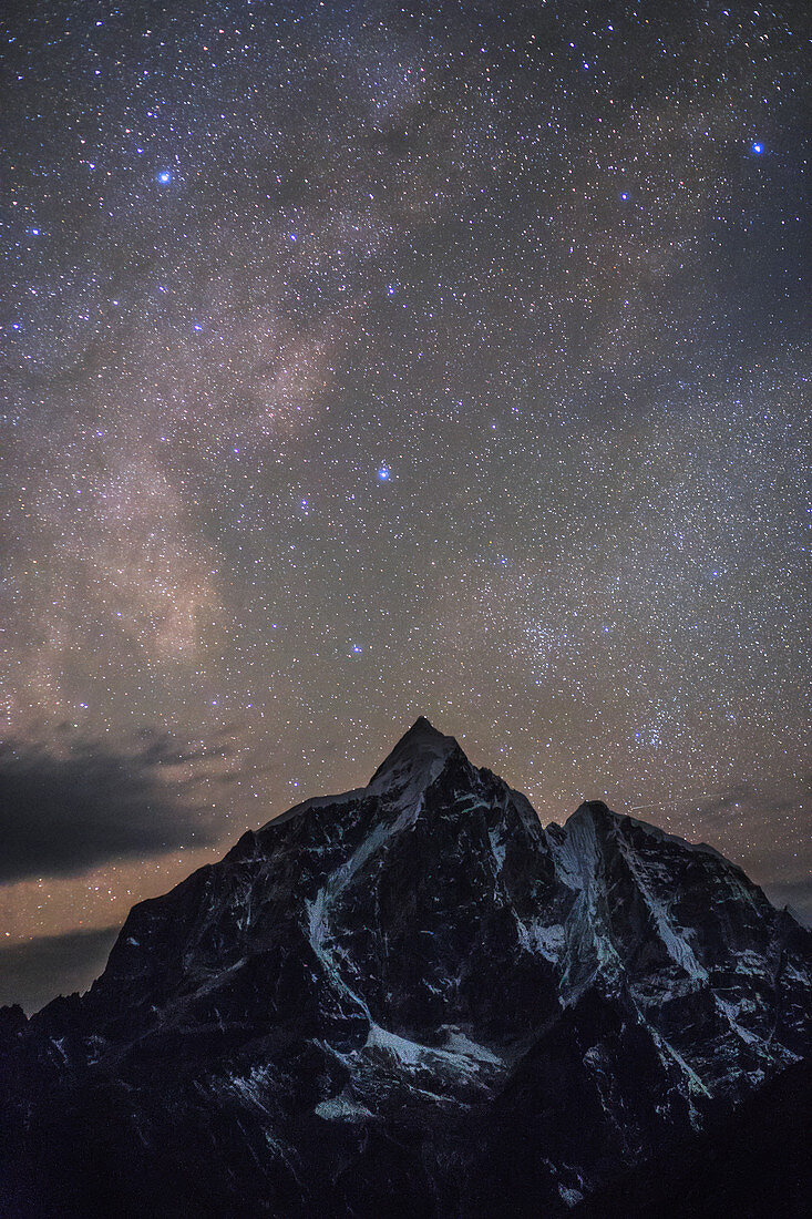 Milky Way nebulae over the Himalayas