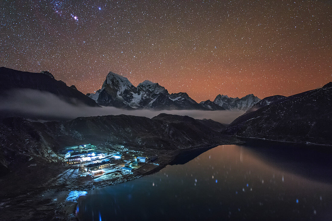 Starry night over Nepalese village