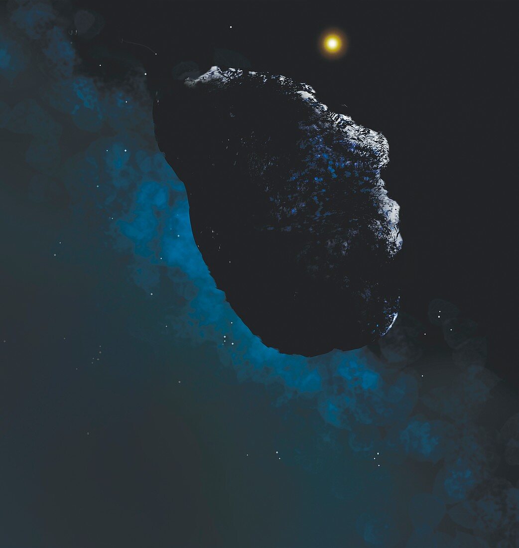 Halley's Comet in its inert state, illustration