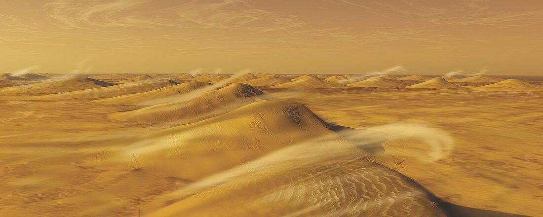 Sand dunes on Mars, illustration