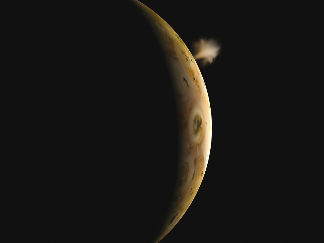 Geyser erupting on Io, illustration