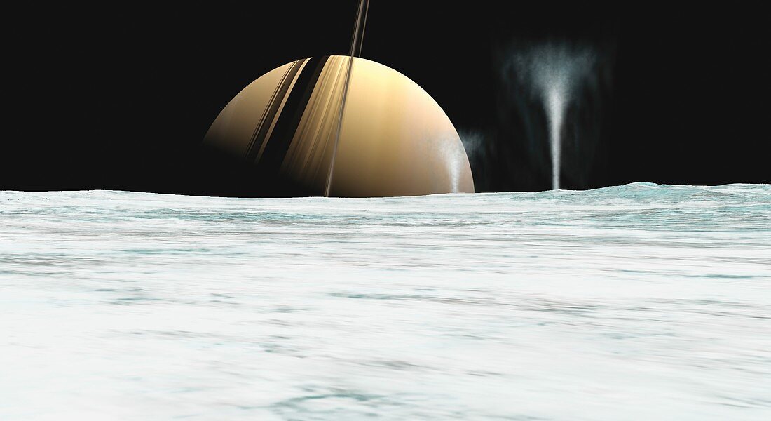 Saturn from Enceladus, illustration