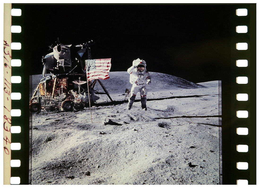 Apollo 16 astronaut on the Moon - Jumping John Young