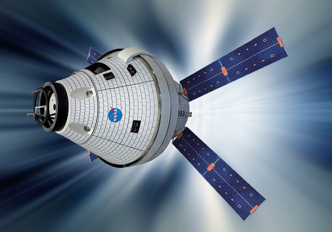 Orion Spacecraft in Earth orbit, illustration