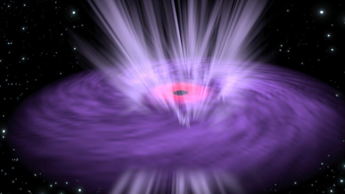 Supermassive black hole with ultrafast winds, illustration