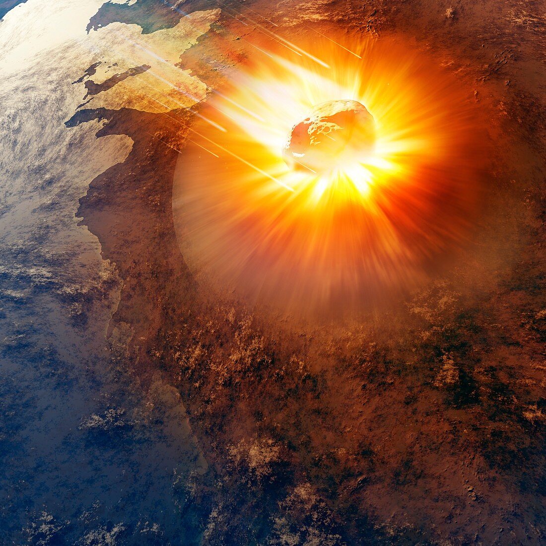 Asteroid impact, illustration