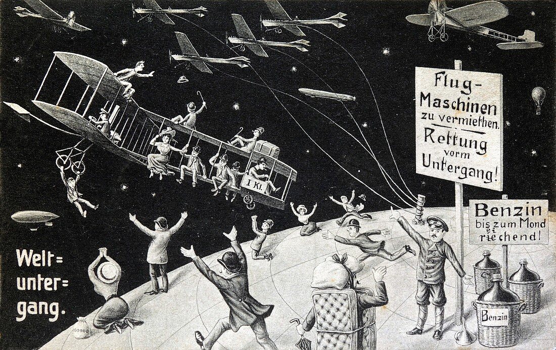 Halley's Comet causing end of the world, 1910 illustration