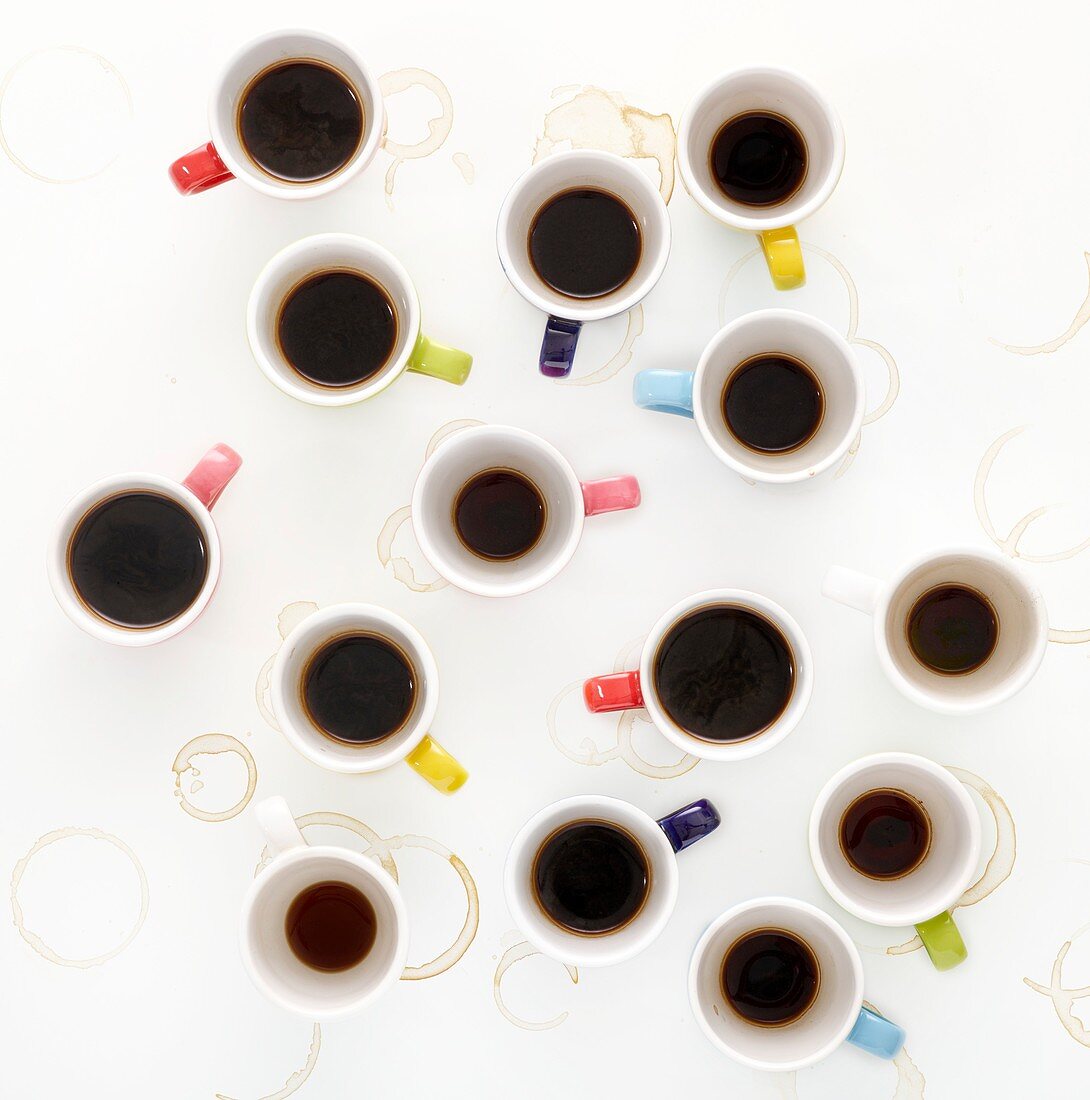 Colourful cups of coffee