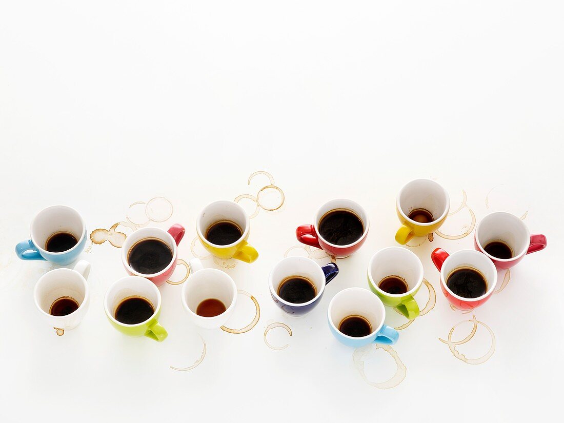 Colourful cups of coffee