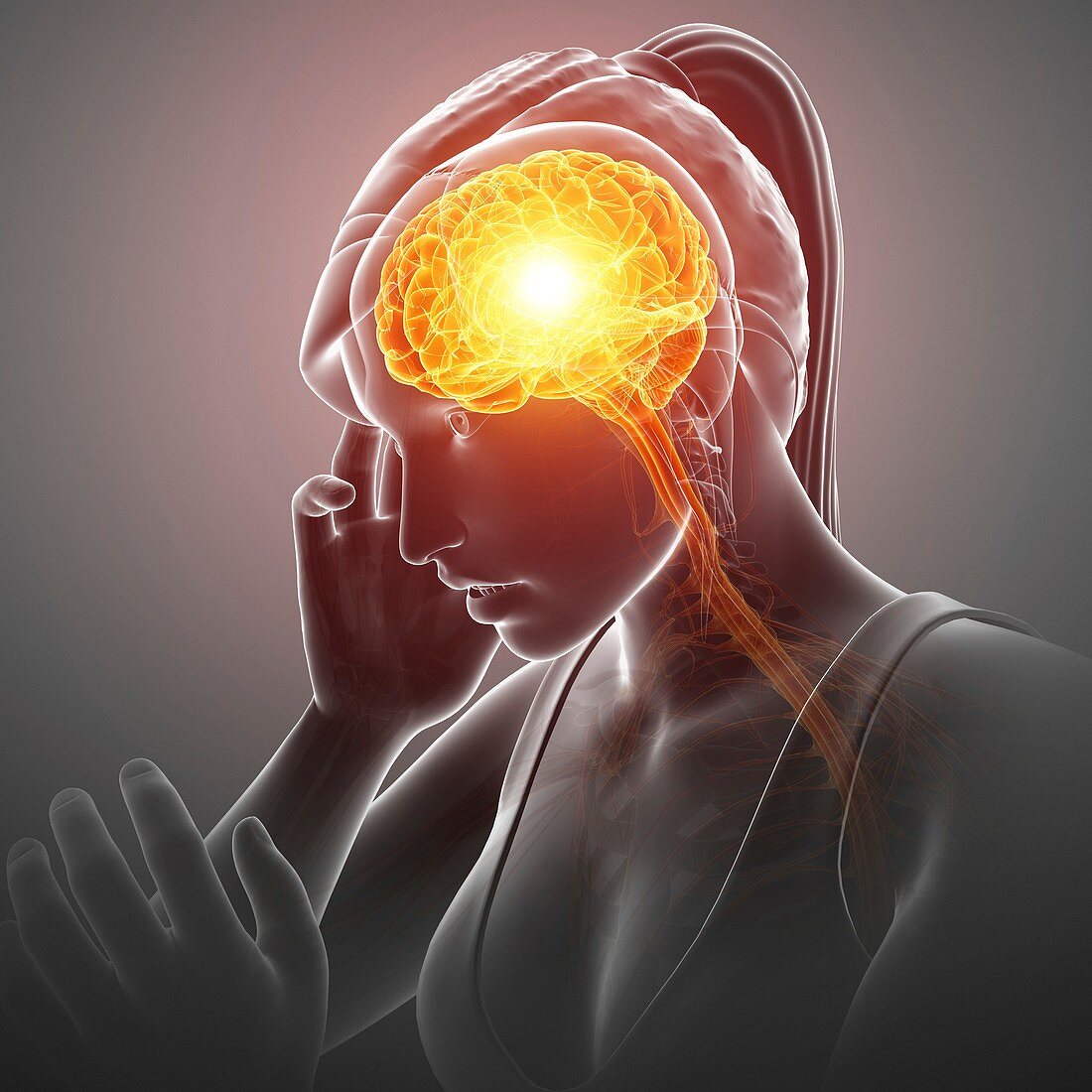 Woman with headache, illustration