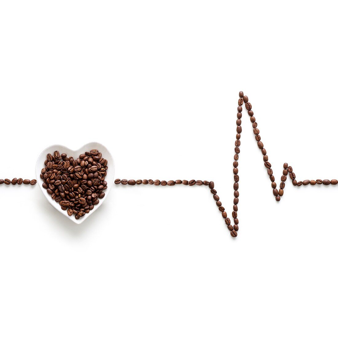 Coffee beans making an electrocardiogram line