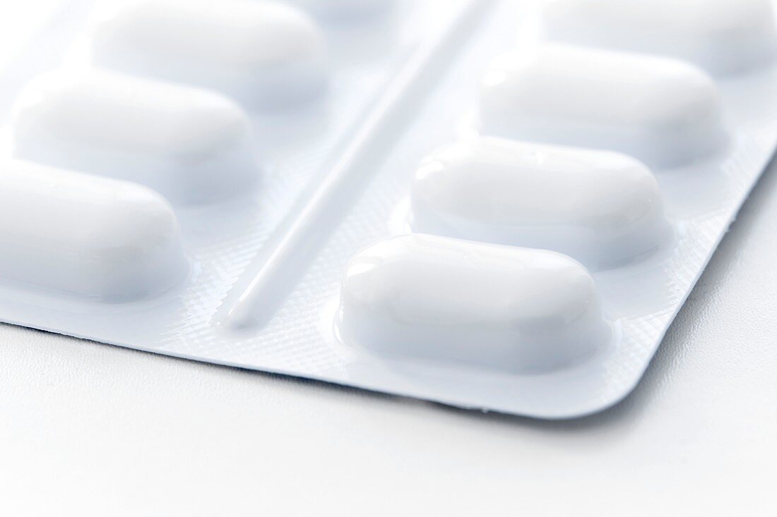 Blister pack of tablets close up