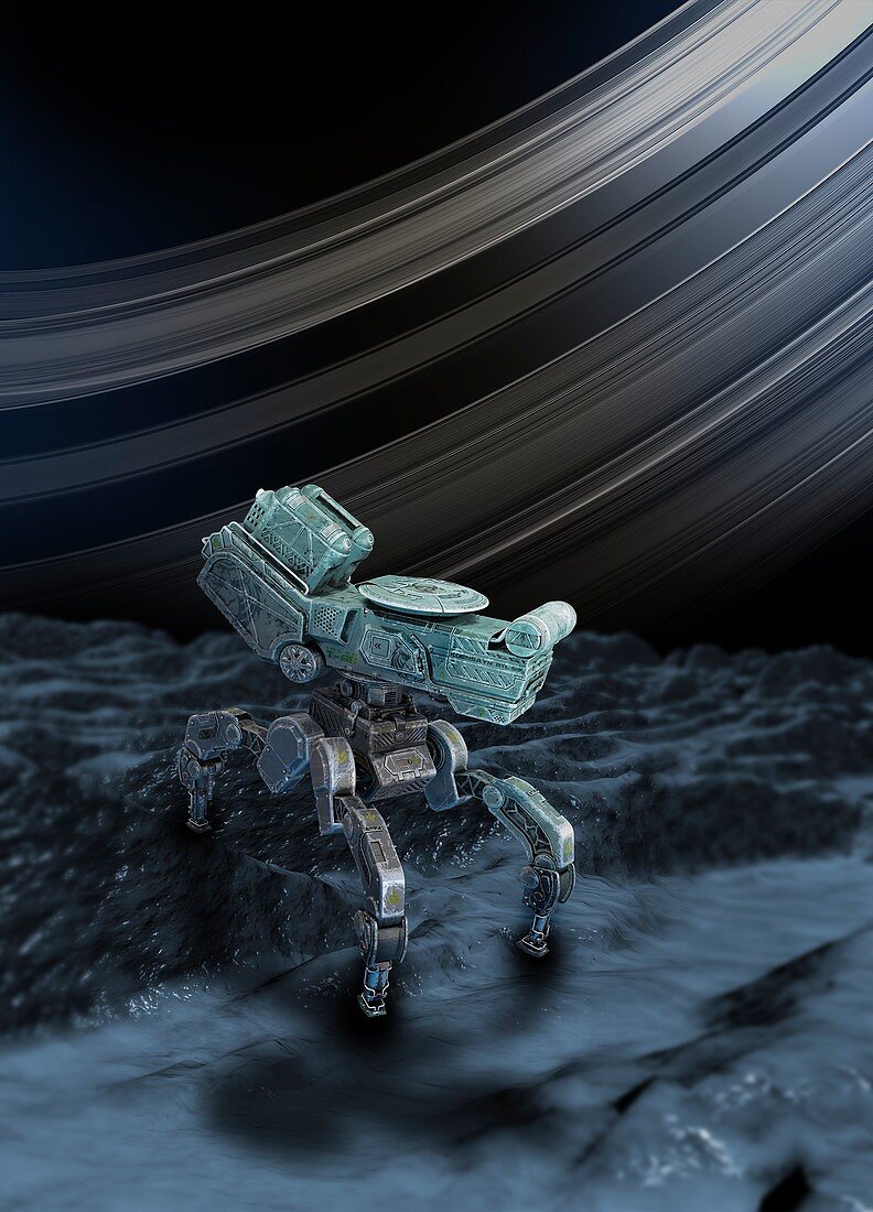 Space buggy on planet surface, illustration