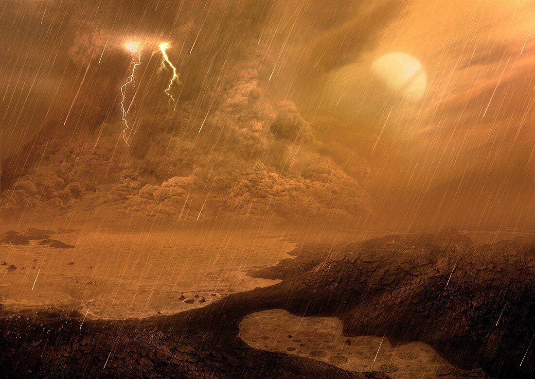 Dust storm on Titan, illustration