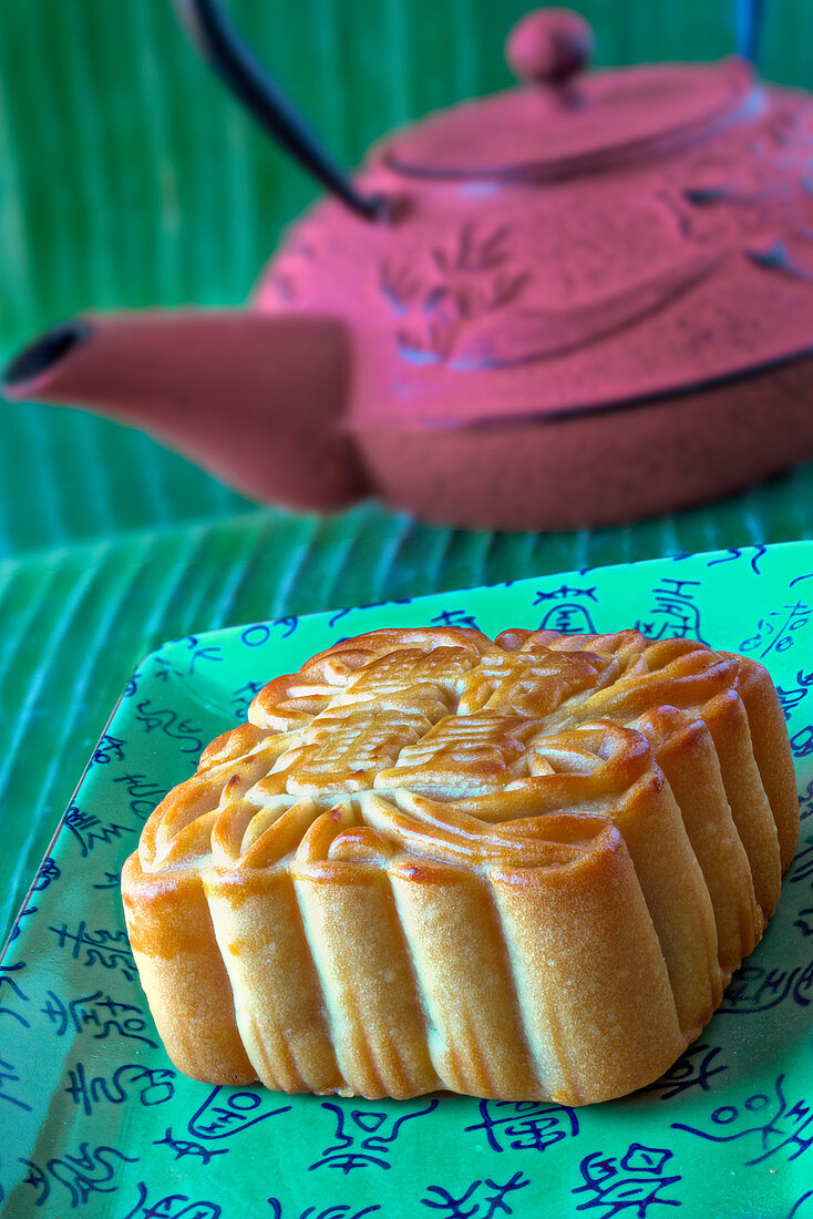 A moon cake, Chinese cake for the Luna festival