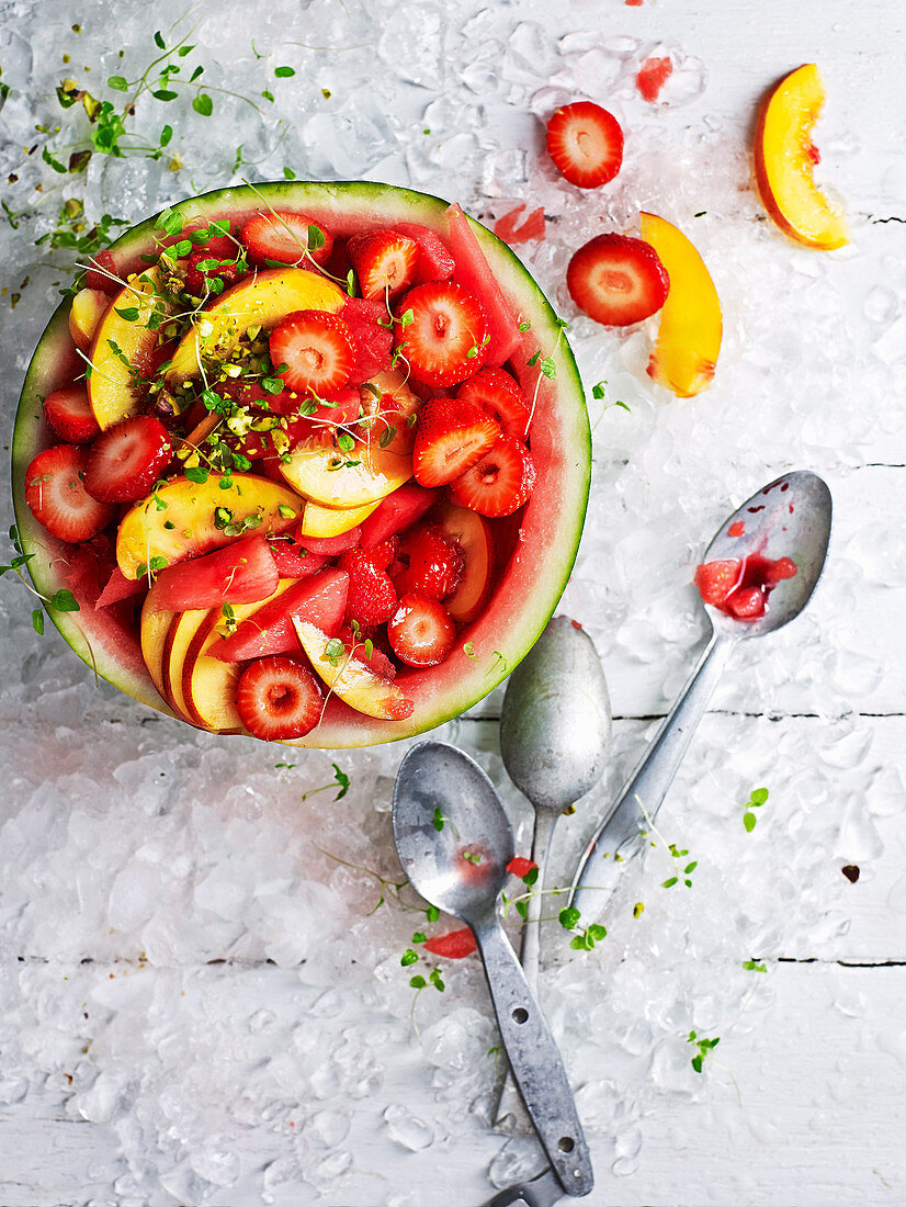 Watermelon Salad with Rosehip Syrup