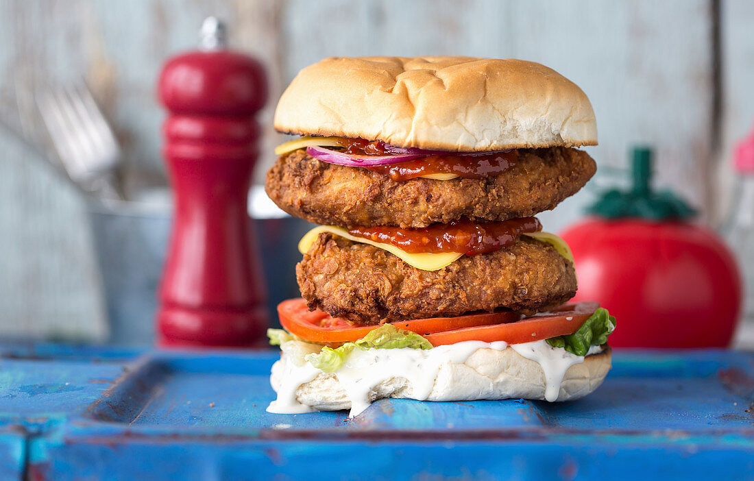 Doppelter veganer Cheeseburger