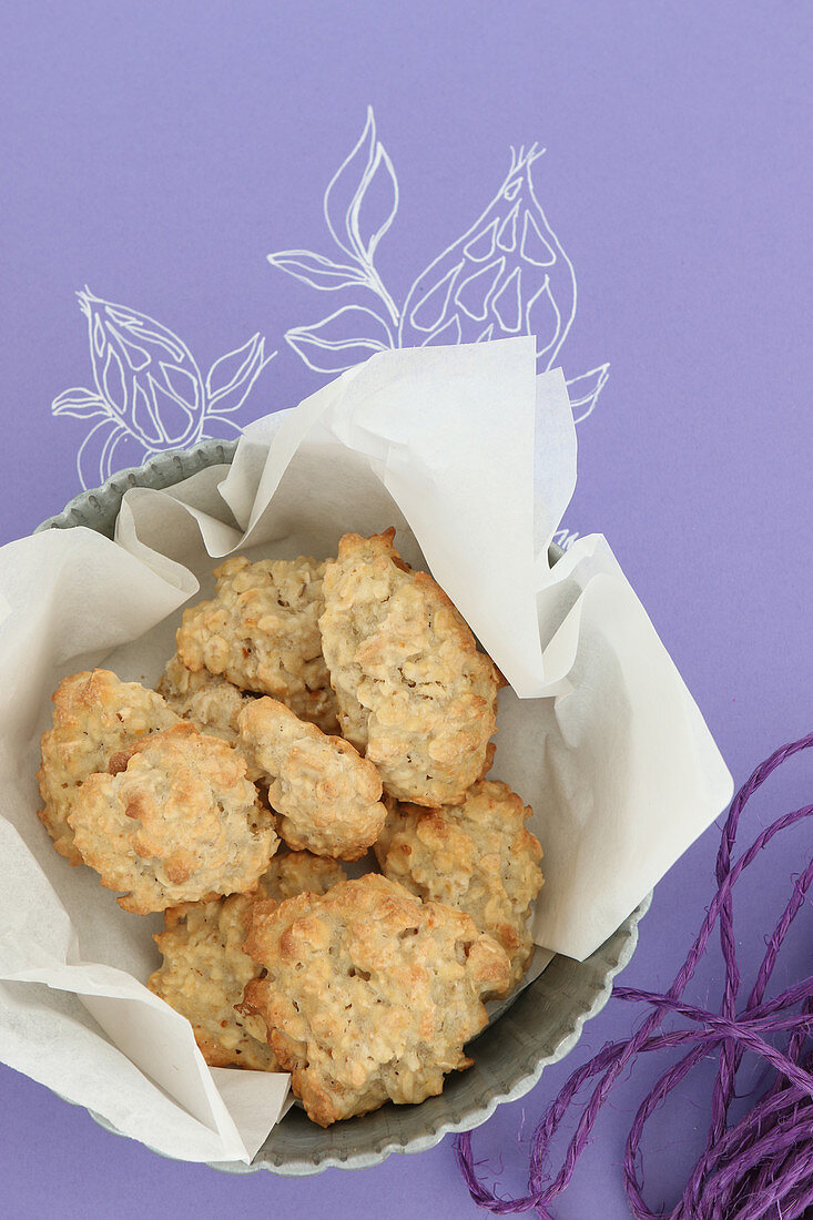 Gluten-free oat biscuits in baking paper