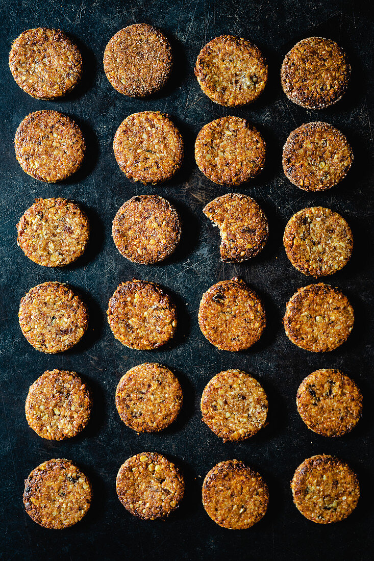 Spiced biscuits with walnuts, dates and coconut flakes