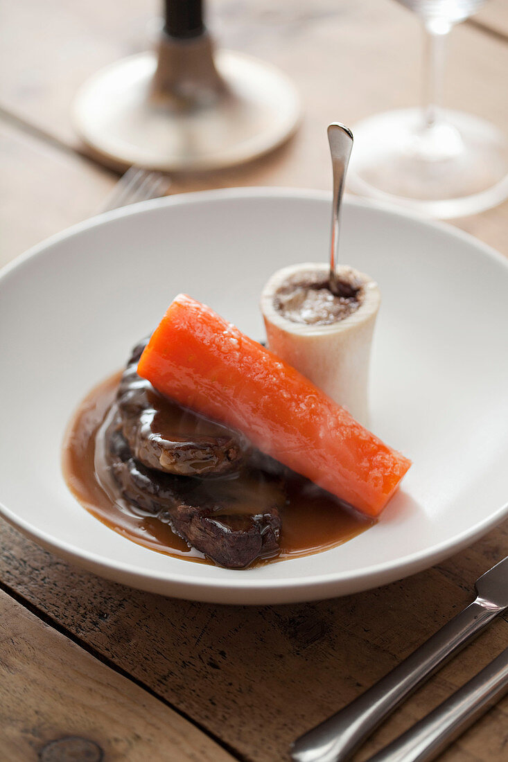 Bone Marrow served with meat and carrot