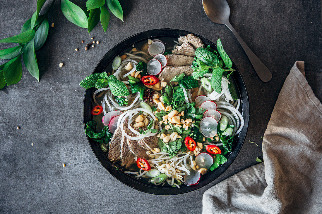 Pho Bo with radish noodles (Vietnam)