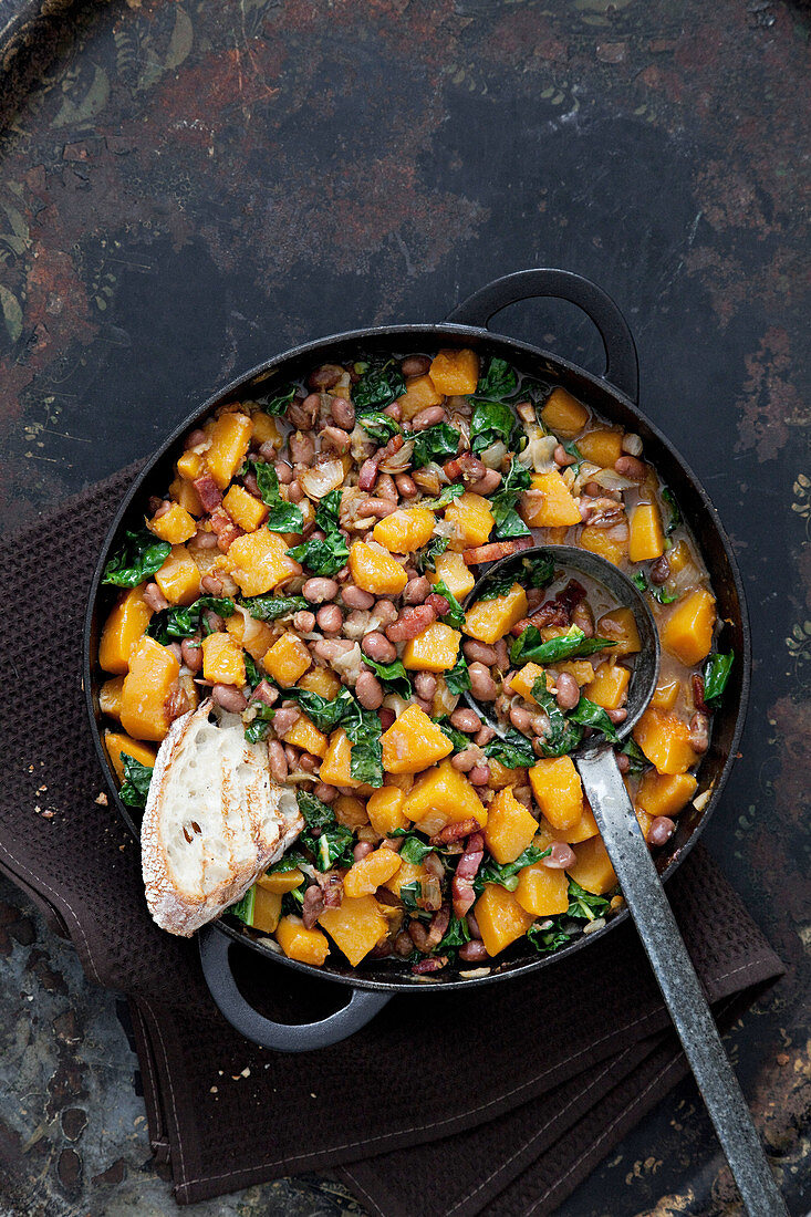 Butternut Squash, bean and kale stew