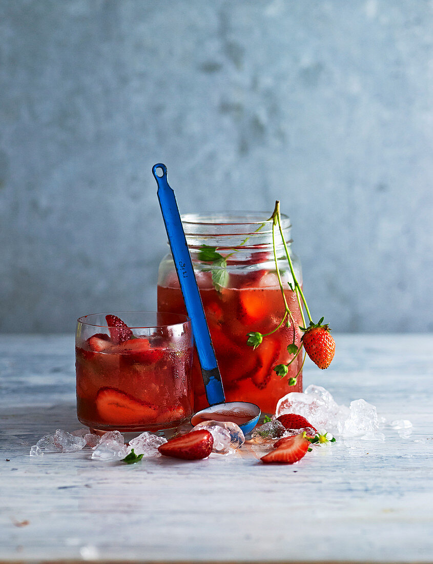 Strawberry and basil iced tea