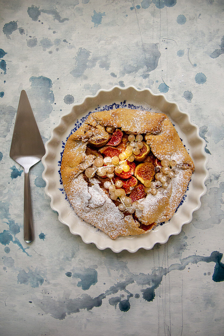 Fig and white currant galette