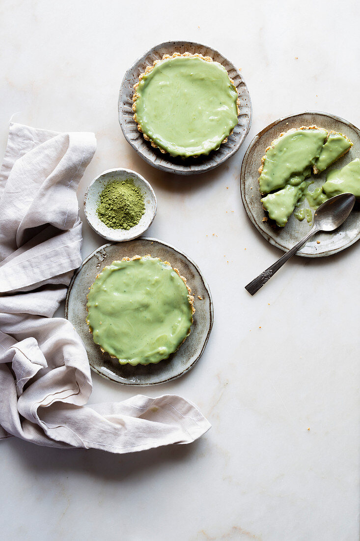 Gluten-free matcha cream tart