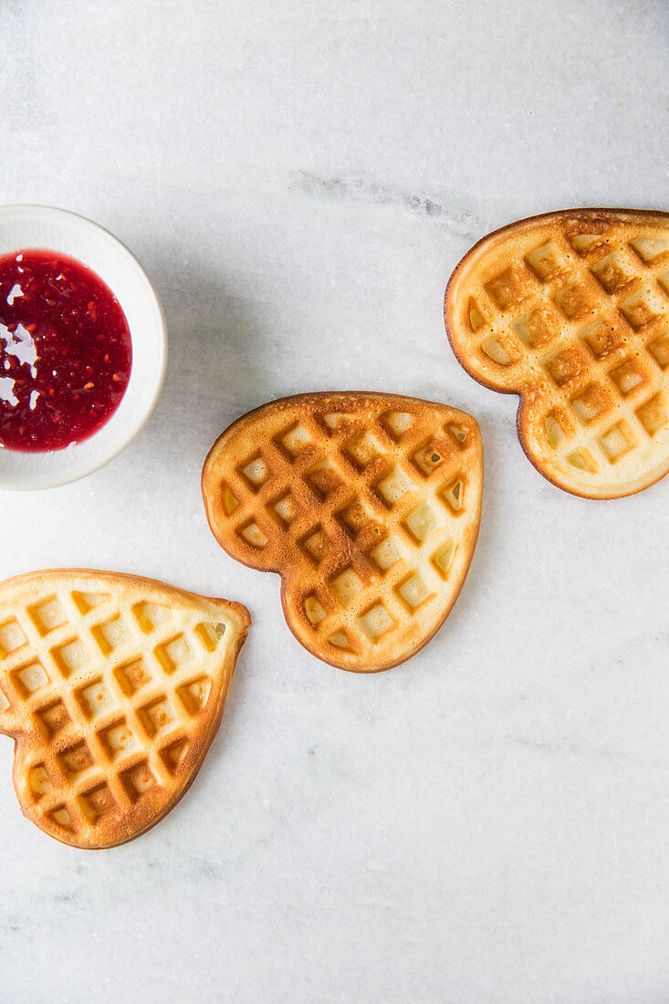 Vanilla cheesecake waffle hearts