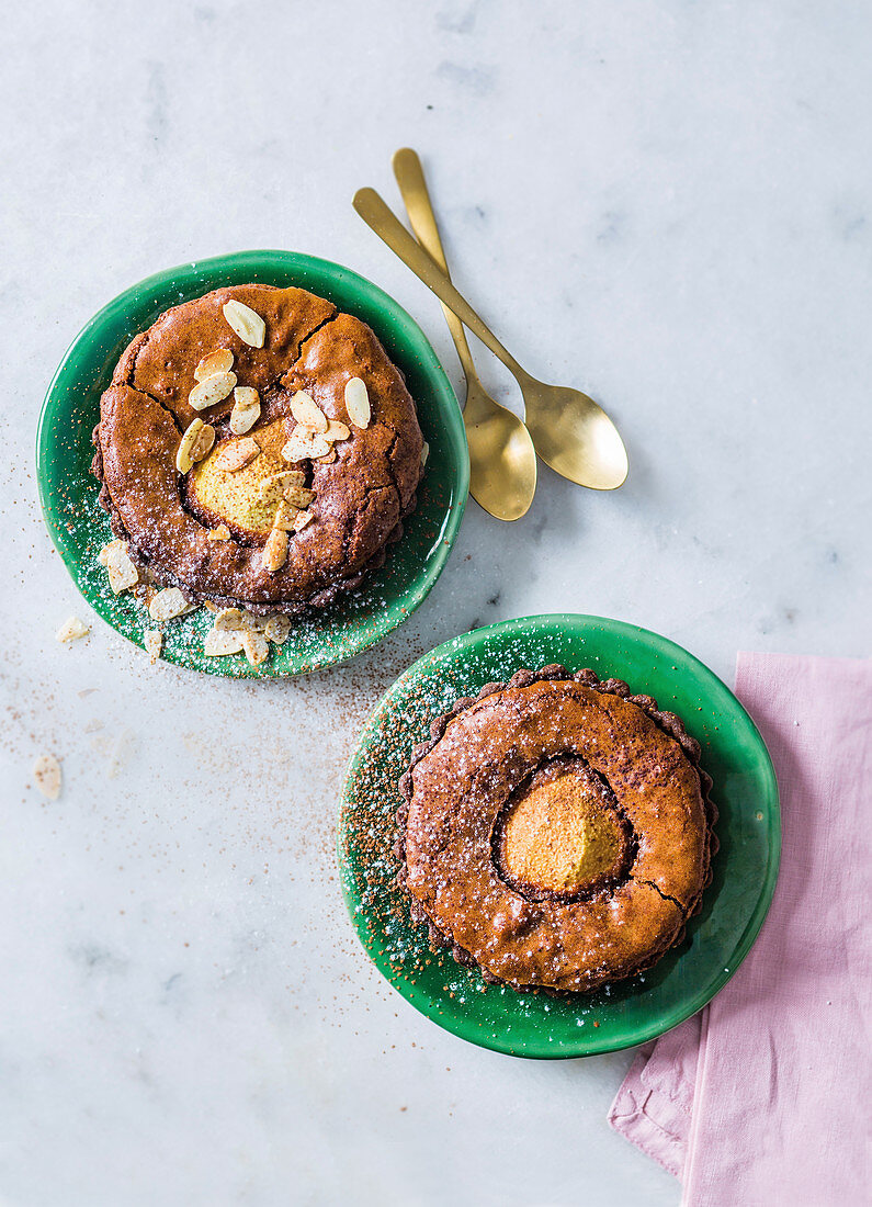 Chocolate pear tartlets