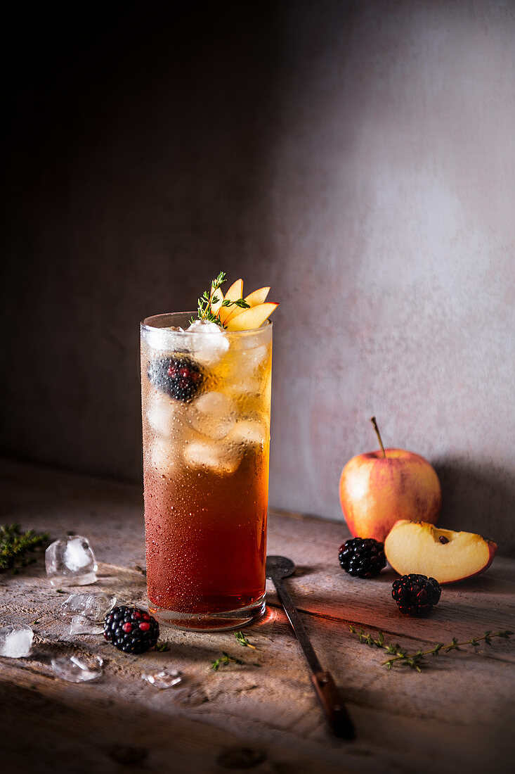 Blackberry and apple bramble cocktail
