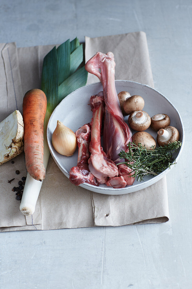 Ingredients for venison broth