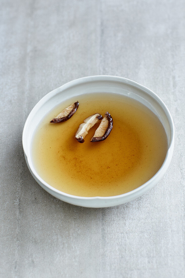 A bowl of dashi broth