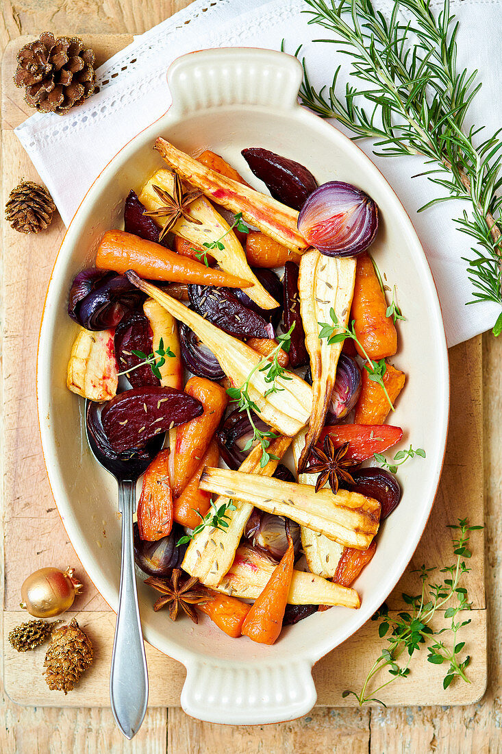 Glazed, roasted root vegetables