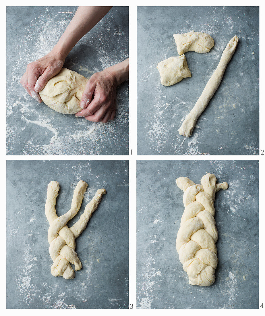 Quick quark bread plait being made